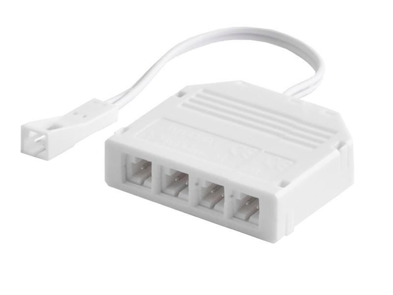 Разветвитель на 4 разъема MINI AMP 22AWG кабель 100 мм LED Белый (3806)