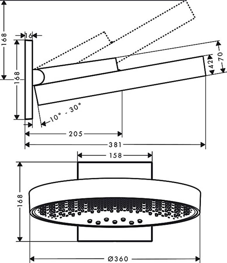 Верхній душ Hansgrohe RAINFINITY 26234670 360 мм Чорний (97170) - фото 2