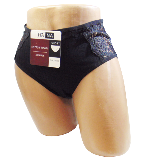 Женские трусы в рубчик Hana 20056 с кружевом 2XL Черный (1921867473)