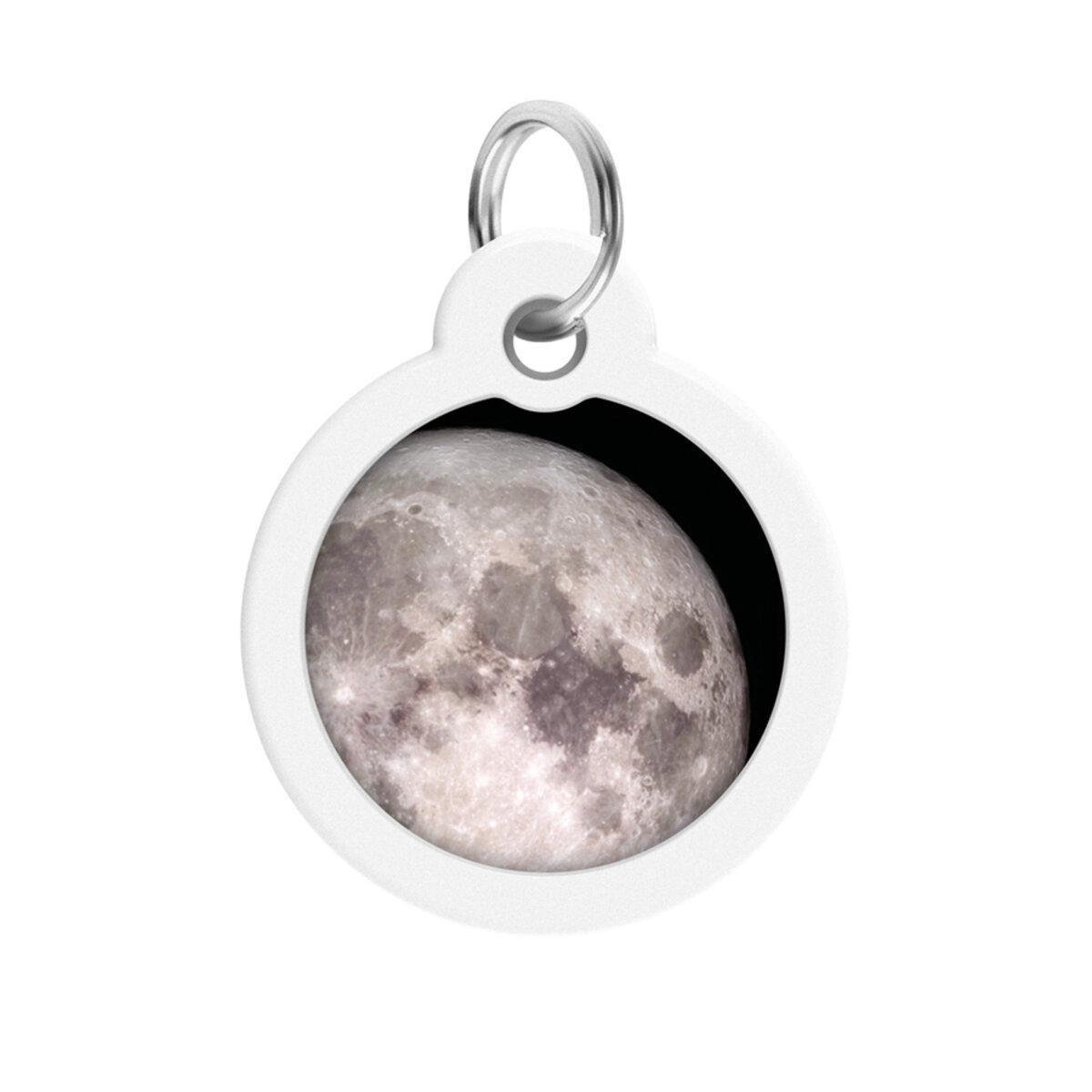 Адресник металлический для собак и кошек Waudog Smart ID Луна с QR паспортом круг 30 мм (230-4030 Col)