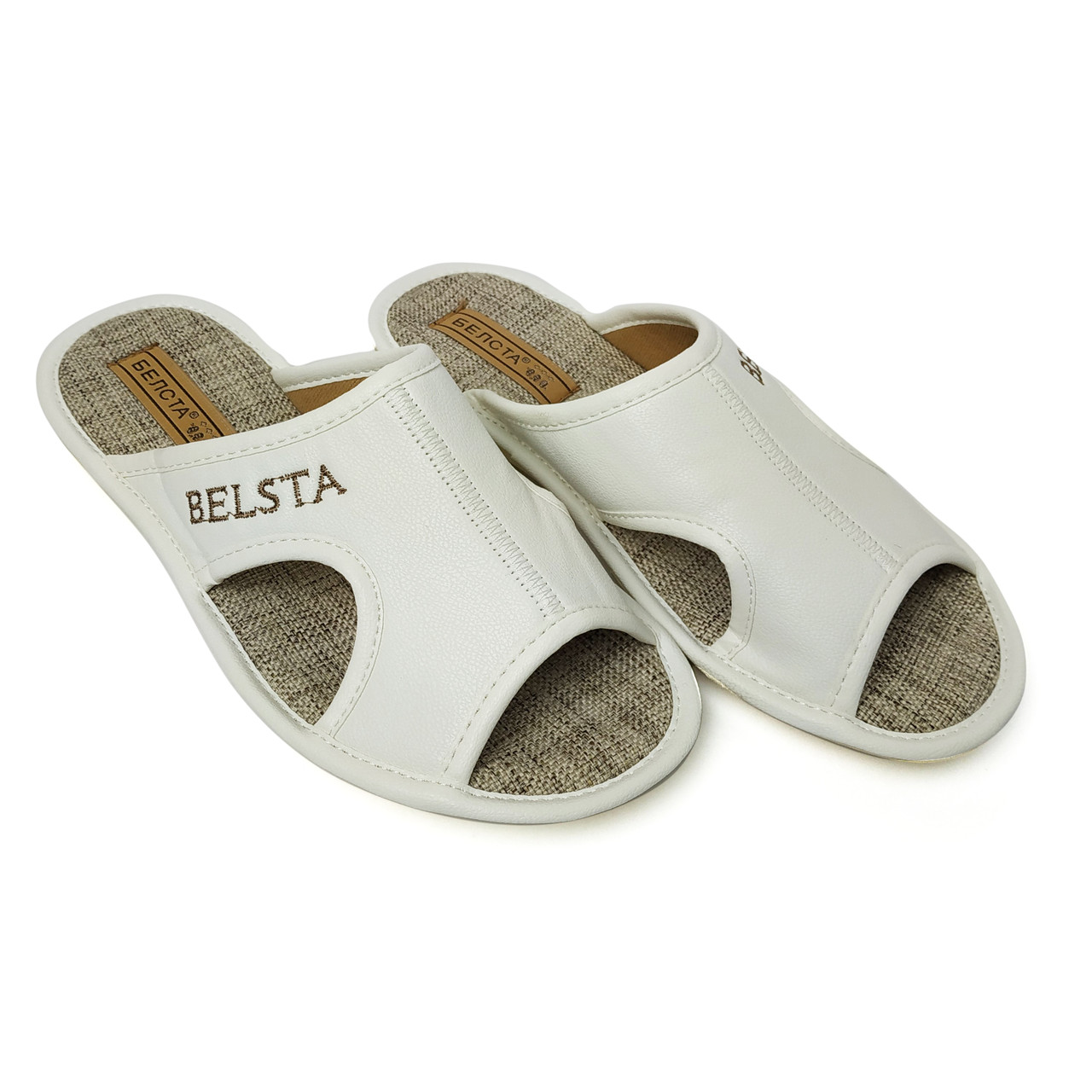 Домашние тапочки женские БЕЛСТА открытые р. 37 23,5-24 см Белый (837-белый-1)