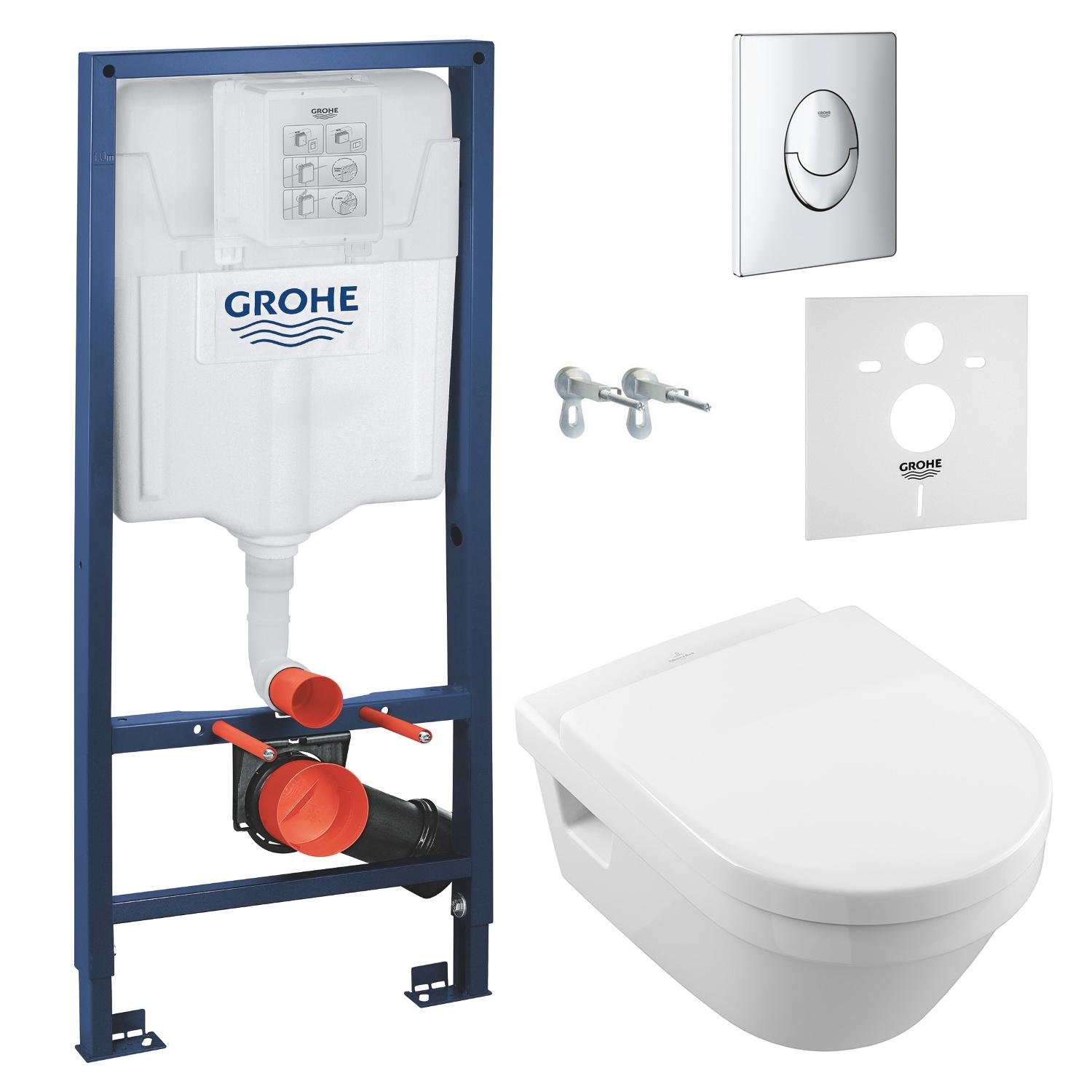 Комплект инсталляции Grohe Rapid SL 5684HR01+38721001+37131000 с унитазом кнопка Хром (82597)