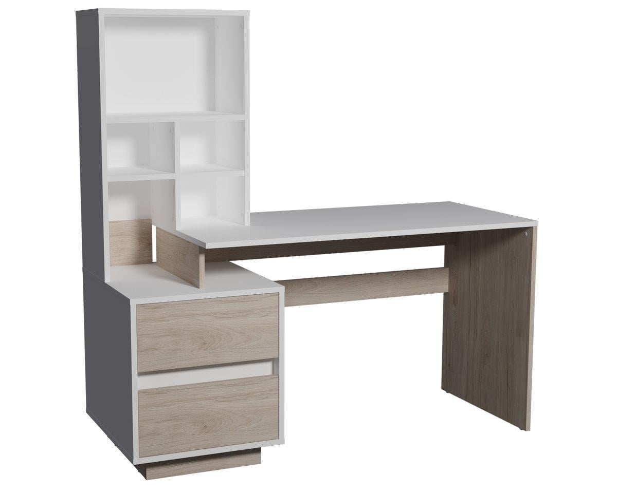 Компьютерный стол Intarsio HECTOR B/G L 151х60х150 см Белый бриллиант/Гикори Рокфорд светлый