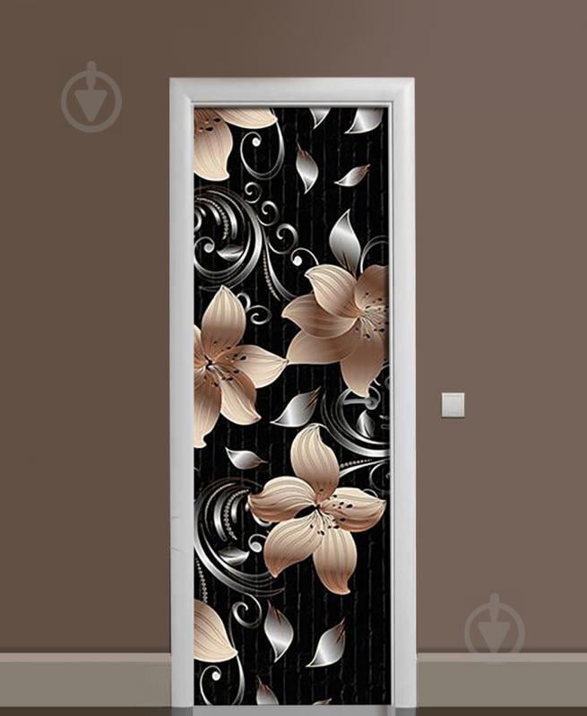 Наклейка на двері Zatarga «Завитки лілій» 650х2000 мм вінілова 3Д наклейка декор самоклеюча Наклейка на двері Zatarga «Завитки лілій» 650х2000 мм вінілова 3Д наклейка декор самоклеюча