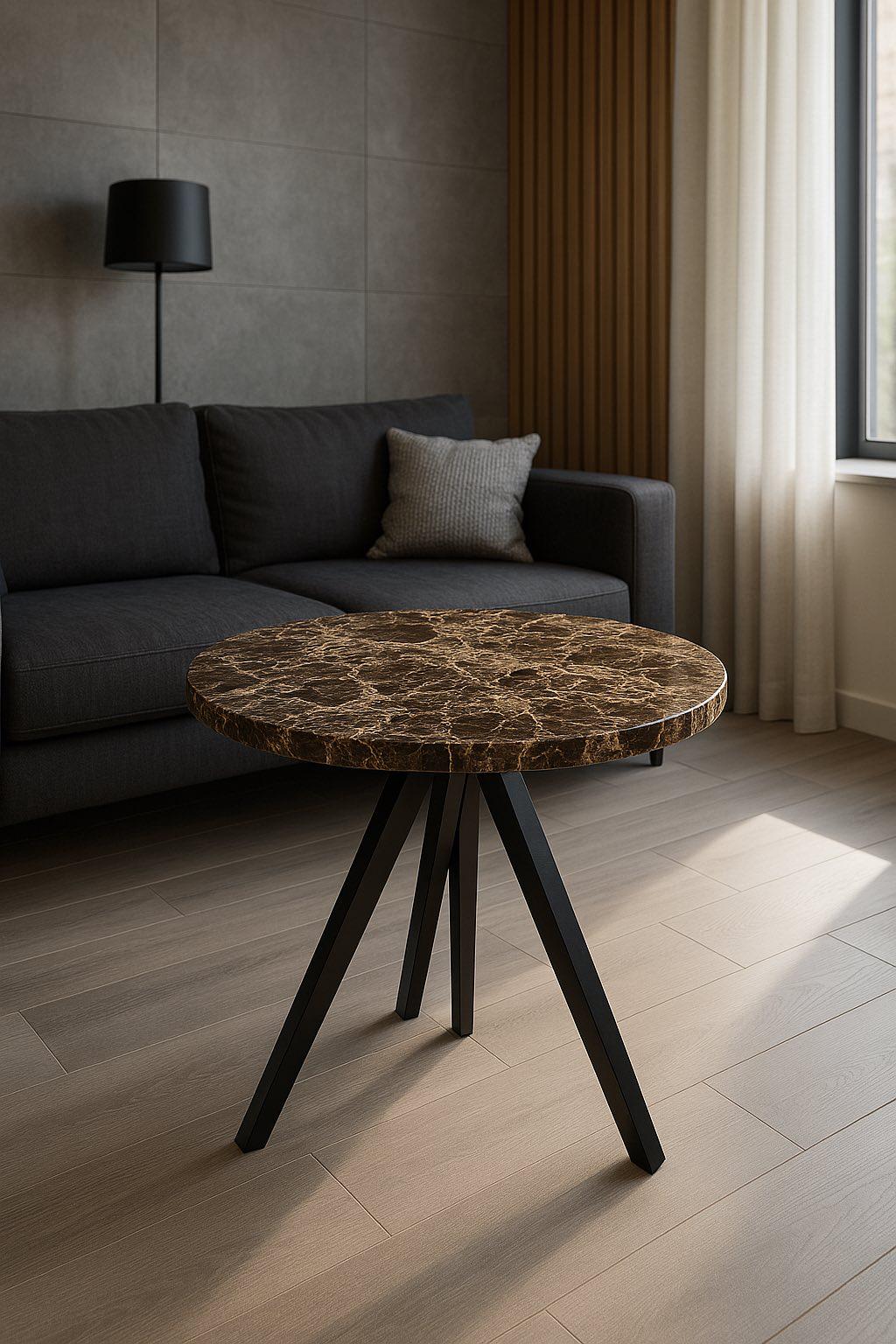 Столик із мармуру MARKAM 55x50 см Коричневий (17528369)