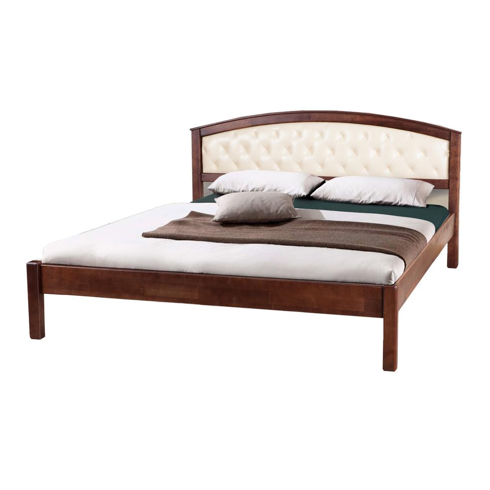 Кровать полуторная Мікс Меблі Джульетта 140х200 с мягким изголовьем и ламелями натуральное дерево/кожзаменитель Орех темный без матраса Кровать полуторная Мікс Меблі Джульетта 140х200 с мягким изголовьем и ламелями натуральное дерево/кожзаменитель Орех темный без матраса