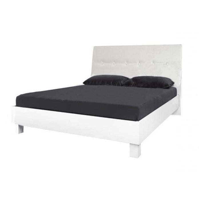 Кровать двуспальная MiroMark Рома с мягким изголовьем из ЛДСП RM-39-WB 180х200 см Белый глянец