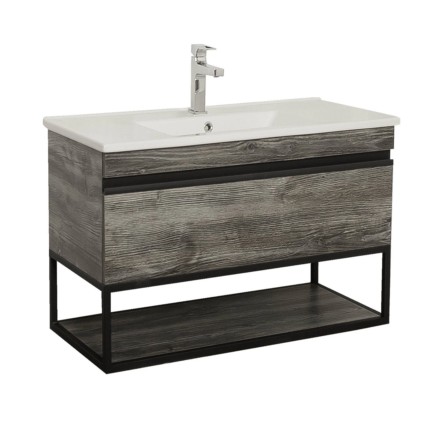 Тумба у ванну Aqua Rodos Лофт Айрон 100x44 підвісна з умивальником CeraStyle Arte Дерево (АР000051853)