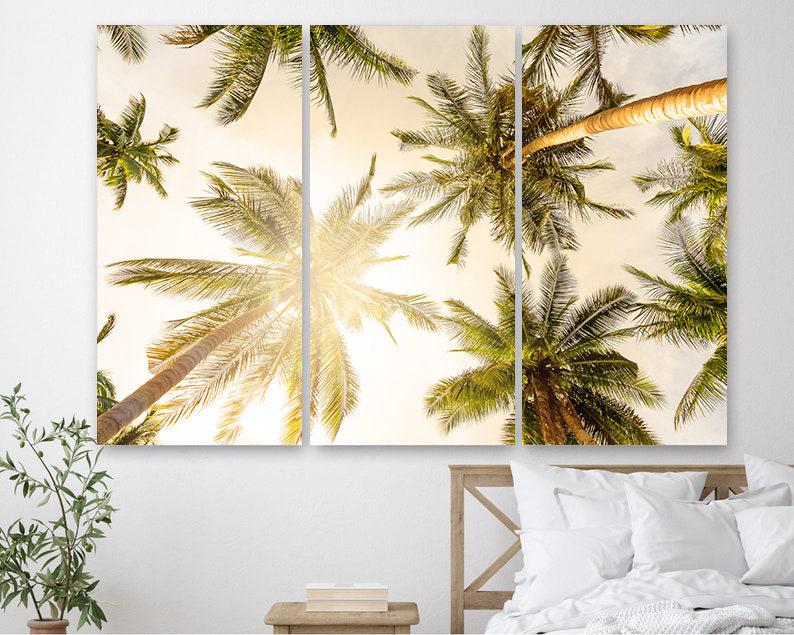 Модульная картина на холсте из трех частей KIL Art Кроны пальм 78x48 см (M3_M_584)