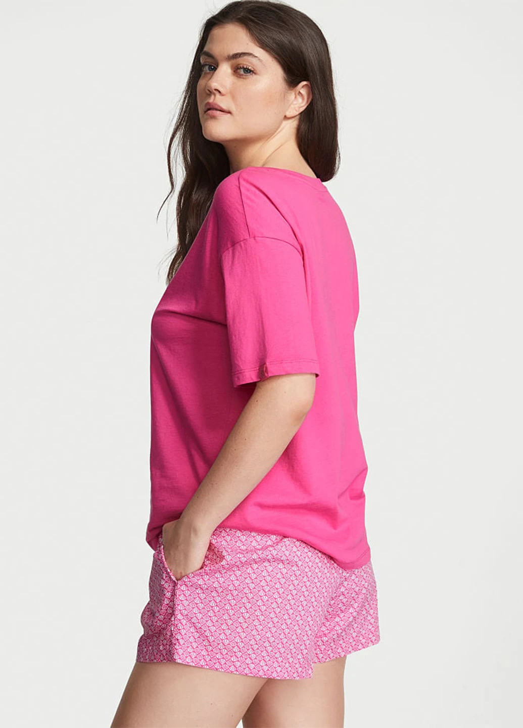 Піжама жіноча Victoria's Secret Cotton Short Tee-Jama Set бавовняна S Рожевий (16888528) - фото 2