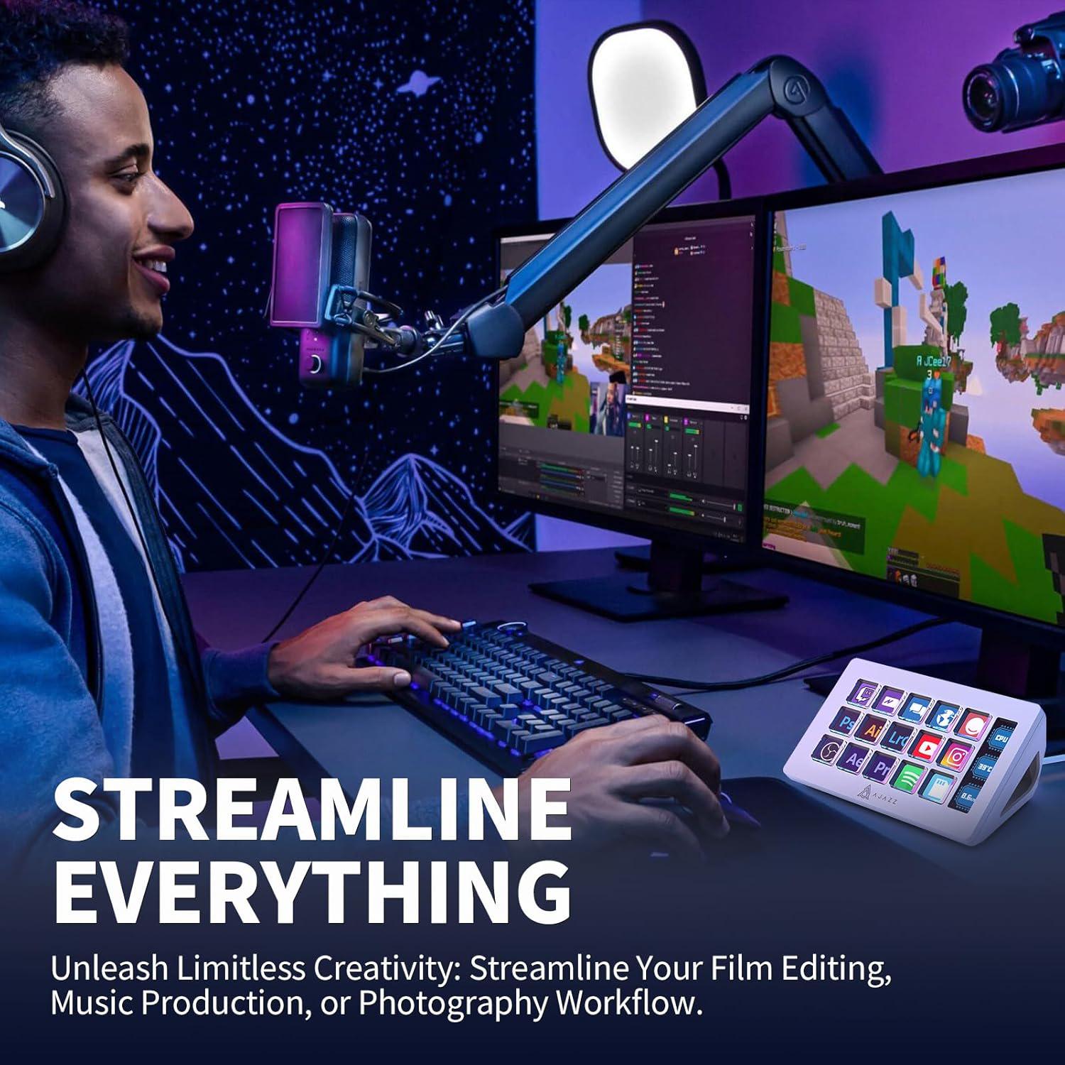 Клавиатура AJAZZ AKP153 Stream Controller Studio Deck 15 Macro Keys для потоковой передачи игр работы с Mac и ПК Белый - фото 11