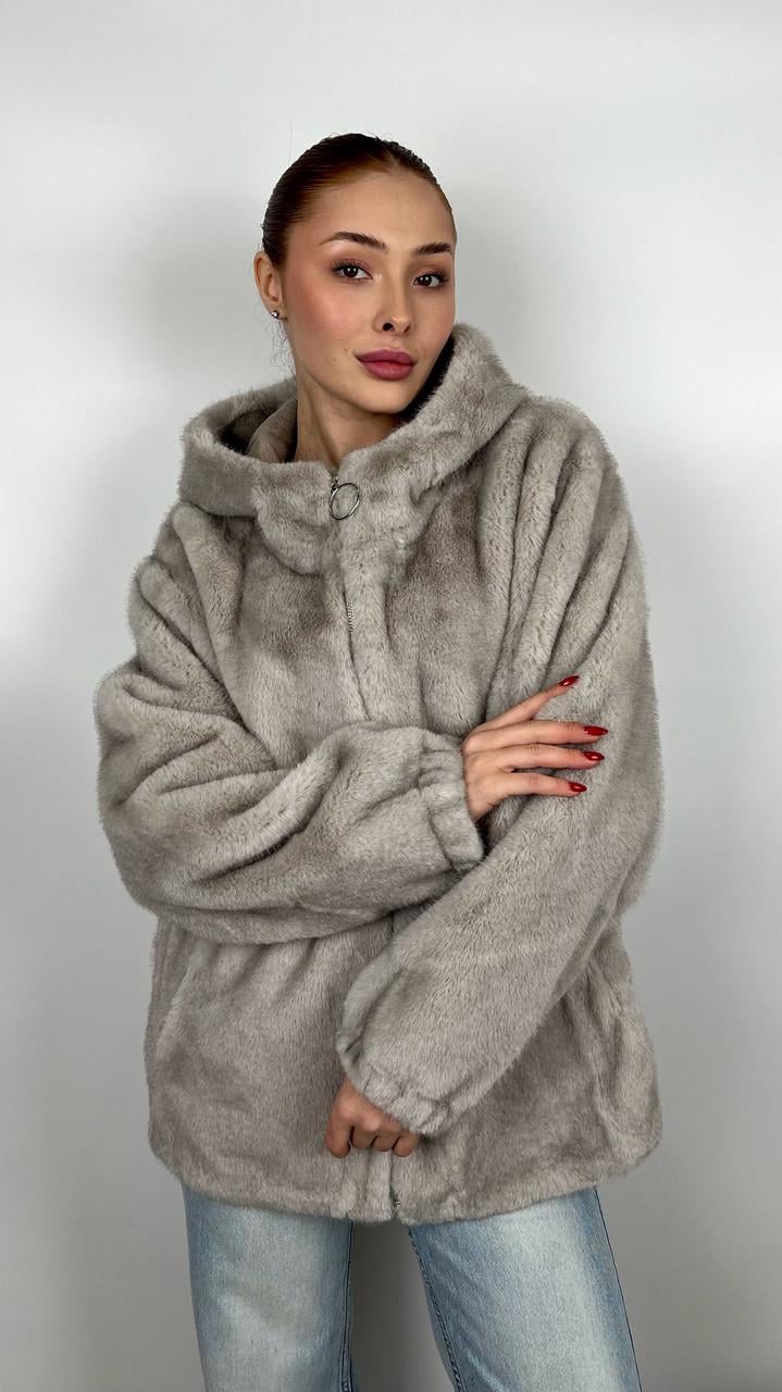 Шуба женская из эко-меха 8831-01 M Черный - фото 6