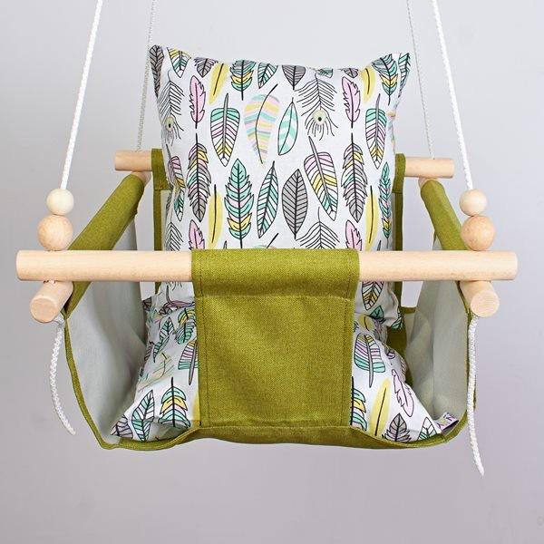 Дитяча гойдалка Infancy Пір'я Зелений (9885568) - фото 3 Дитяча гойдалка Infancy Пір'я Зелений (9885568) - фото 3