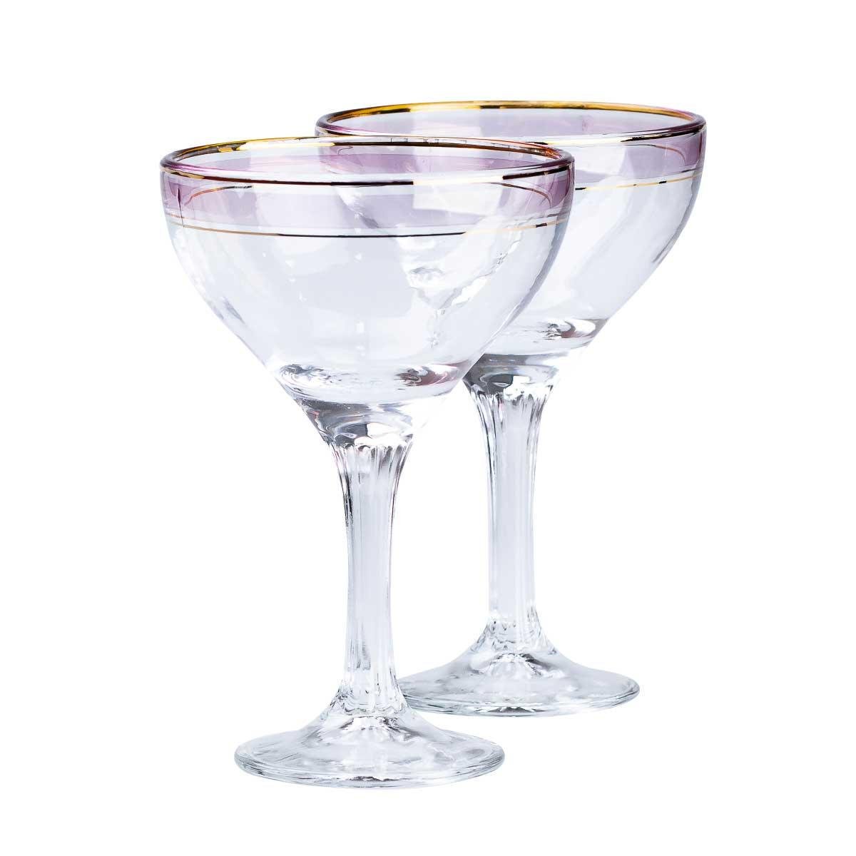 Келихи для коктейлів з облямівкою 290 мл 2 шт. Рожевий - фото 2