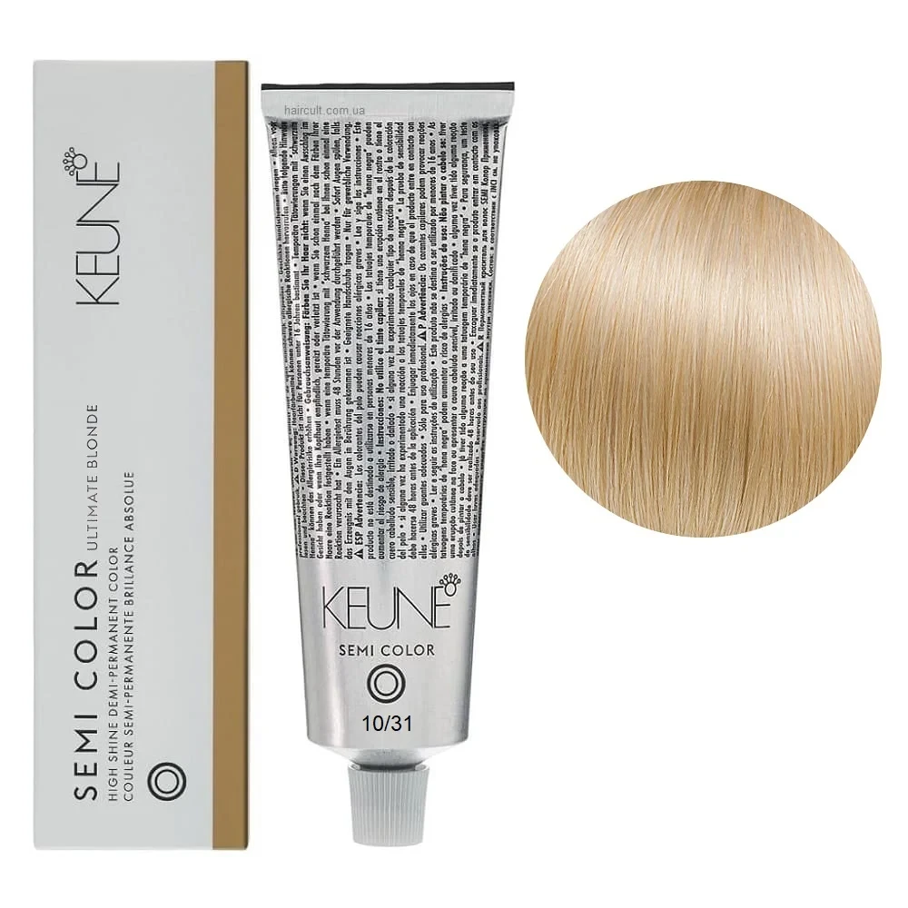 Краска тонирующая безаммиачная для волос Keune Semi Color 10.31 Lightest Golden Ash Blonde 60 мл