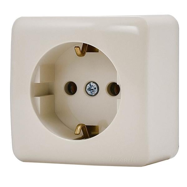 Розетка Lezard Viola 1-я с заземлением Кремовый (751-0300-122B)