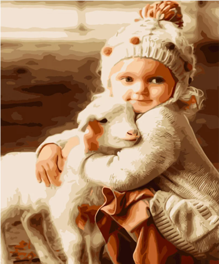 Картина по номерам Strateg Девочка и козленок 40х50 см (GS974)