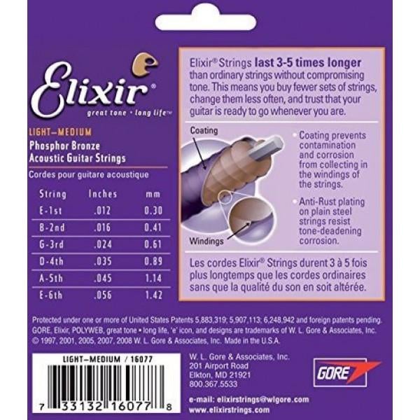 Комплект струн Elixir Phosphor Bronze Nano Web Light-Medium (PB NW LM) - фото 2