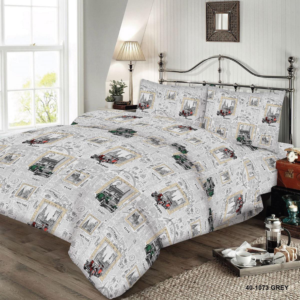 Комплект постельного белья Zastelli 40-1073 Grey бязь евро 200х220 Серый