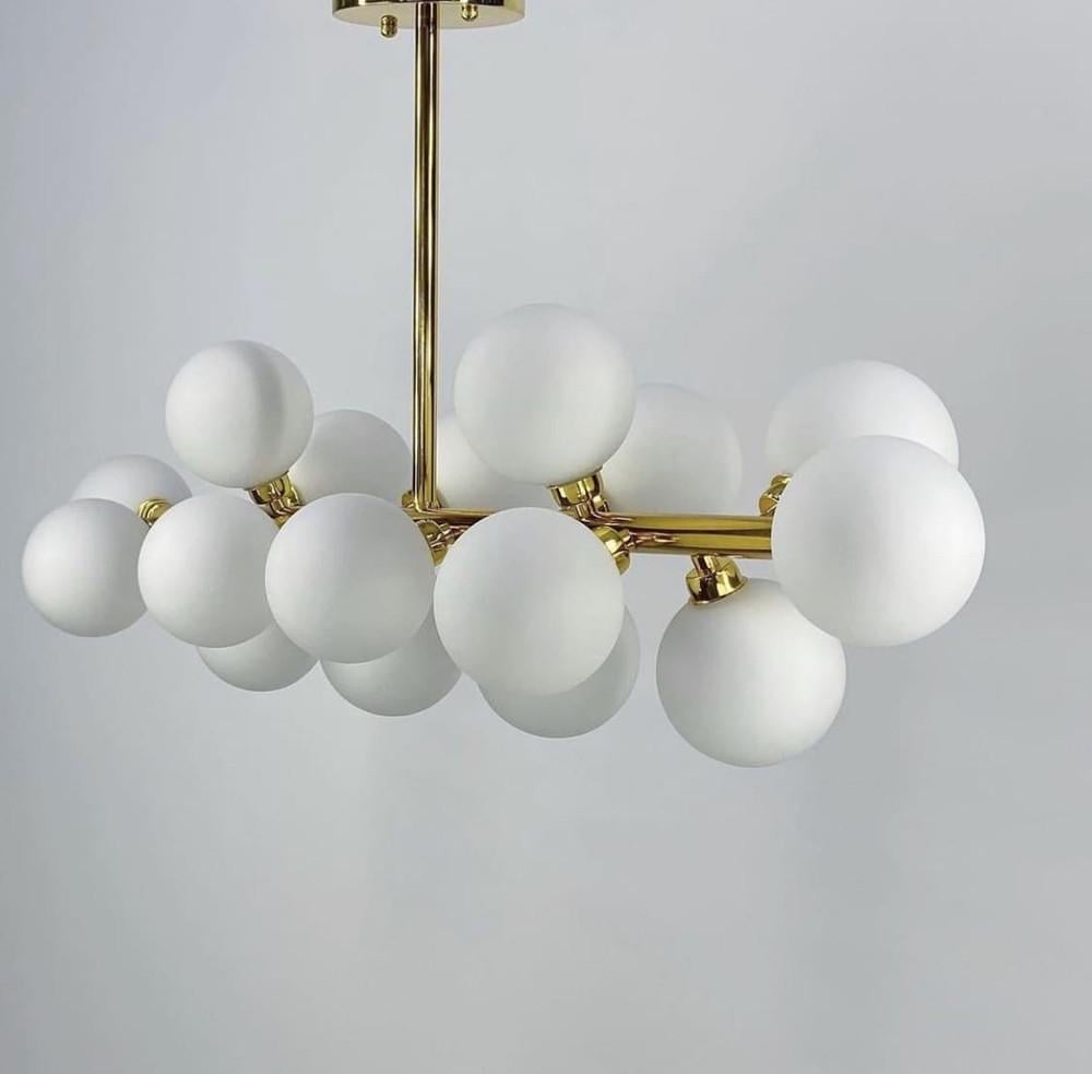 Люстра линейная с миниатюрными белоснежными плафонами (DE 14 L/940 GD) - фото 3