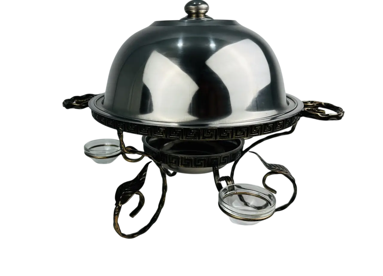 Садж для подогрева шашлыка GrillMaster SJ-6576 Греция с соусницами/крышкой из нержавеющей стали 36 см (10-164-SJ-6576)