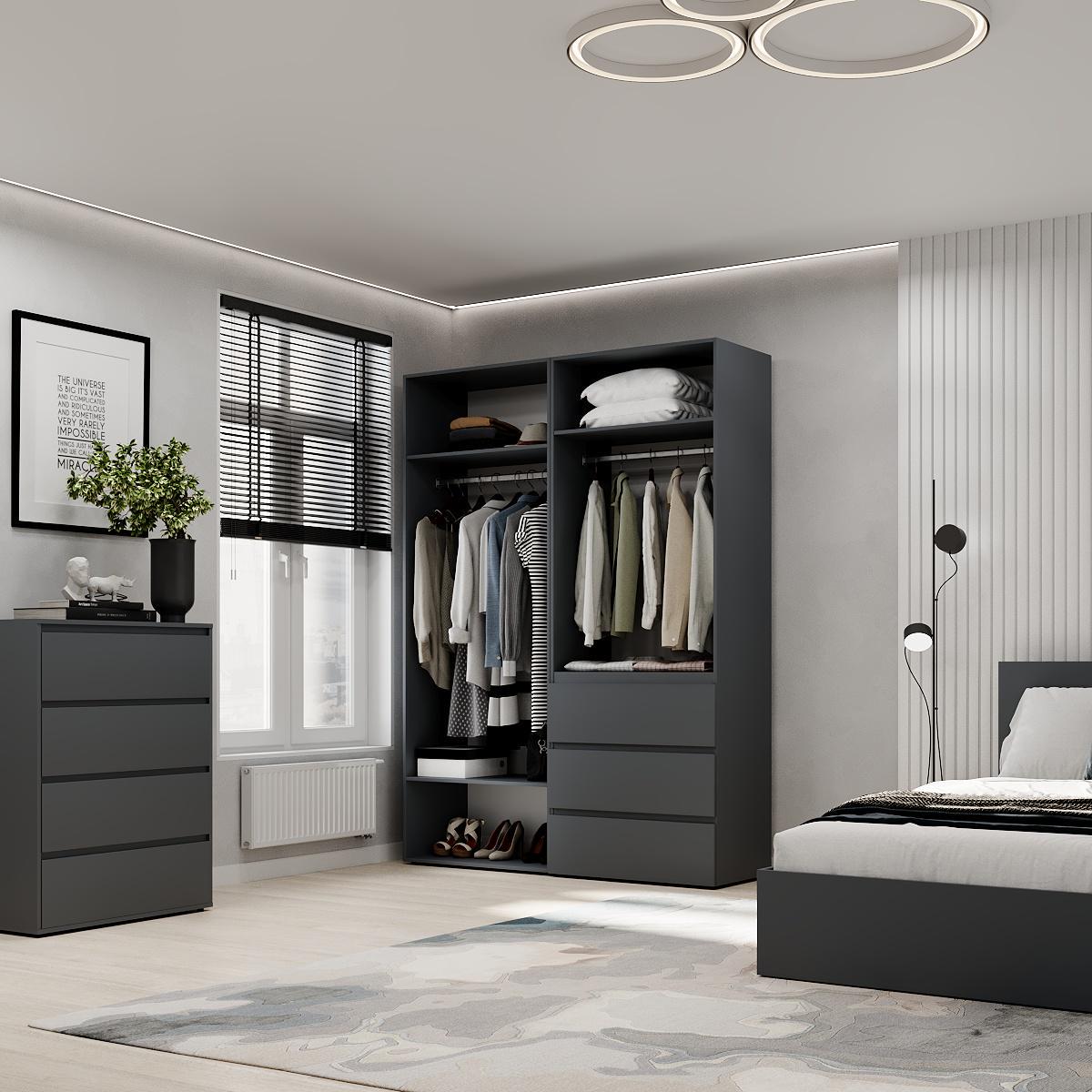 Шафа розпашна комбінована ART IN HEAD №5 Light 1600x500x2200 мм Графіт сірий (GALTK057000000) - фото 4 Шафа розпашна комбінована ART IN HEAD №5 Light 1600x500x2200 мм Графіт сірий (GALTK057000000) - фото 4