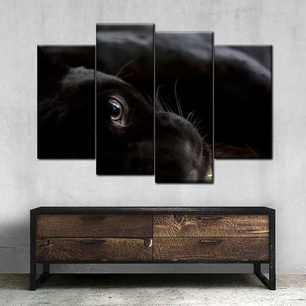 Модульная картина KIL Art Черный глаз пантеры из четырех частей 129x90 см (M4_L_224)