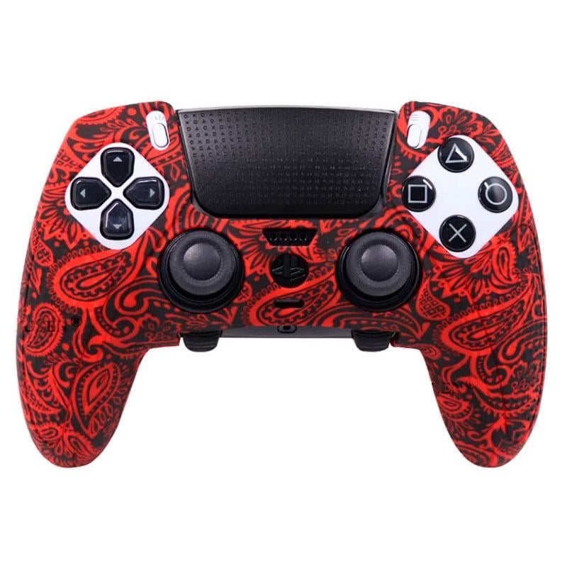 Чохол для геймпада силіконовий PS5 Dualsense Edge Принт пейслі Red (HS-55003316)