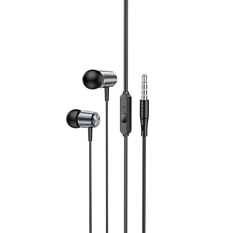 Наушники с микрофоном Hoco Spring metal universal earphones with mic M108 AUX metal Grey (579444)