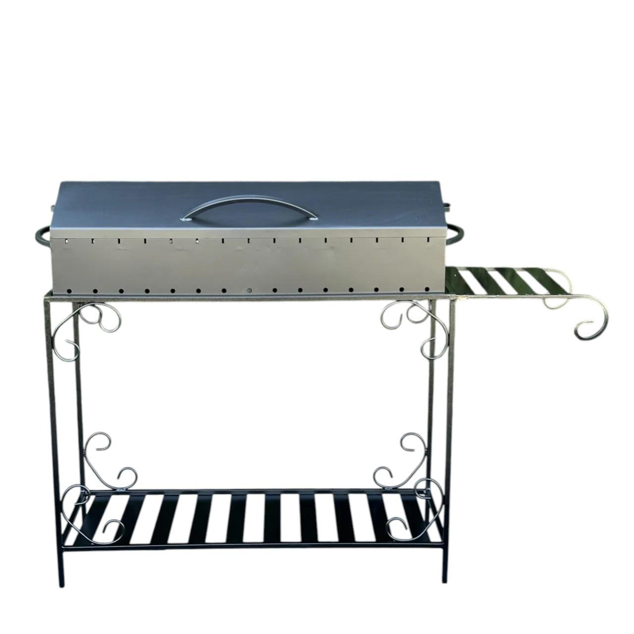 Мангал-барбекю Mzavod Гефест стальной на дровнице с полкой на 15 шампуров 3 мм Черный (136-17-1070410100002)