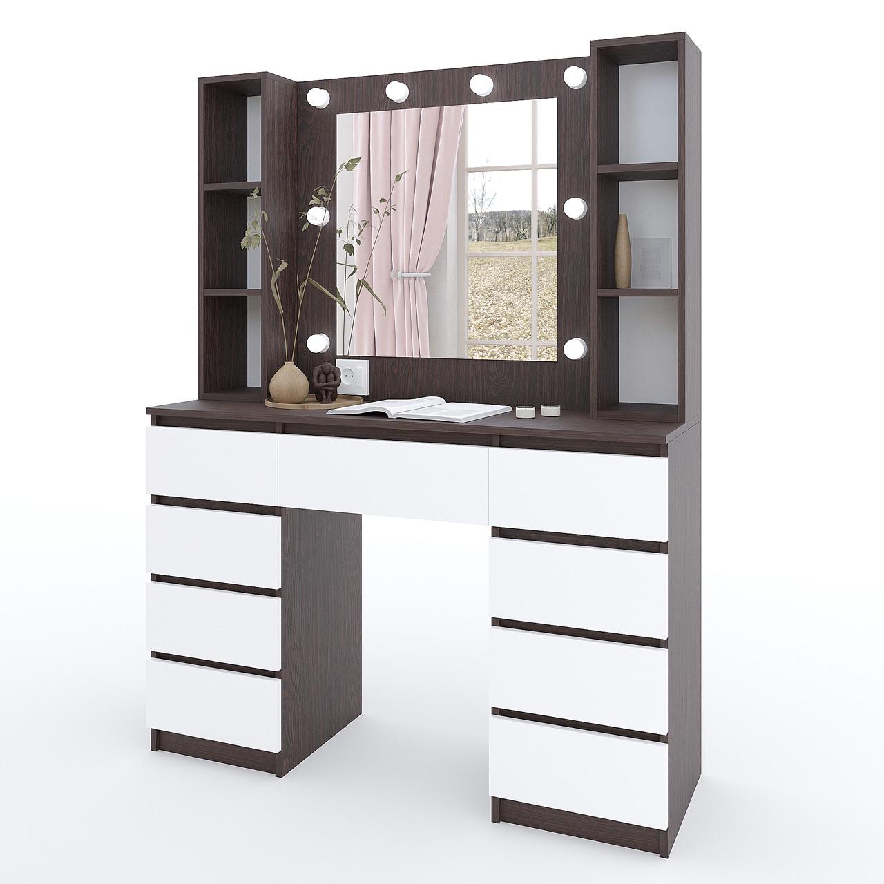 Туалетний столик New and Classic з підсвічуванням 1600х1200х400 мм Венге магія/Білий - фото 2 Туалетний столик New and Classic з підсвічуванням 1600х1200х400 мм Венге магія/Білий - фото 2