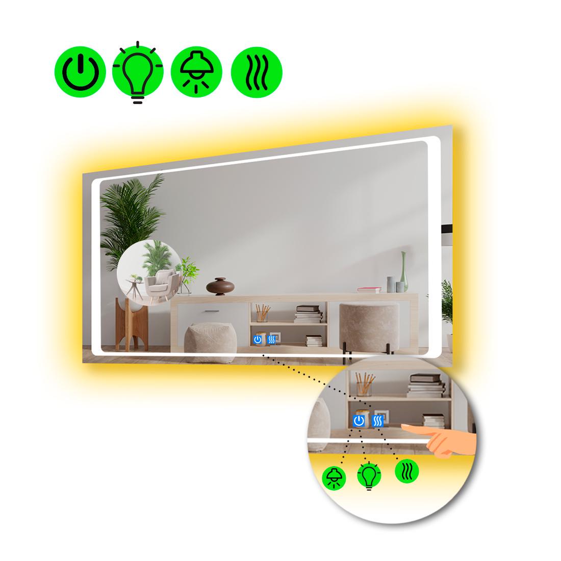 Зеркало с LED подсветкой Emma с двумя сенсорами 100x80 см (8776290)