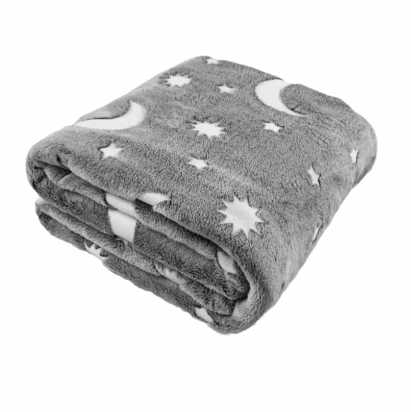 Плед светящийся в темноте BLANKET со звездами 120х150 см Gray (390ff6aa) - фото 1