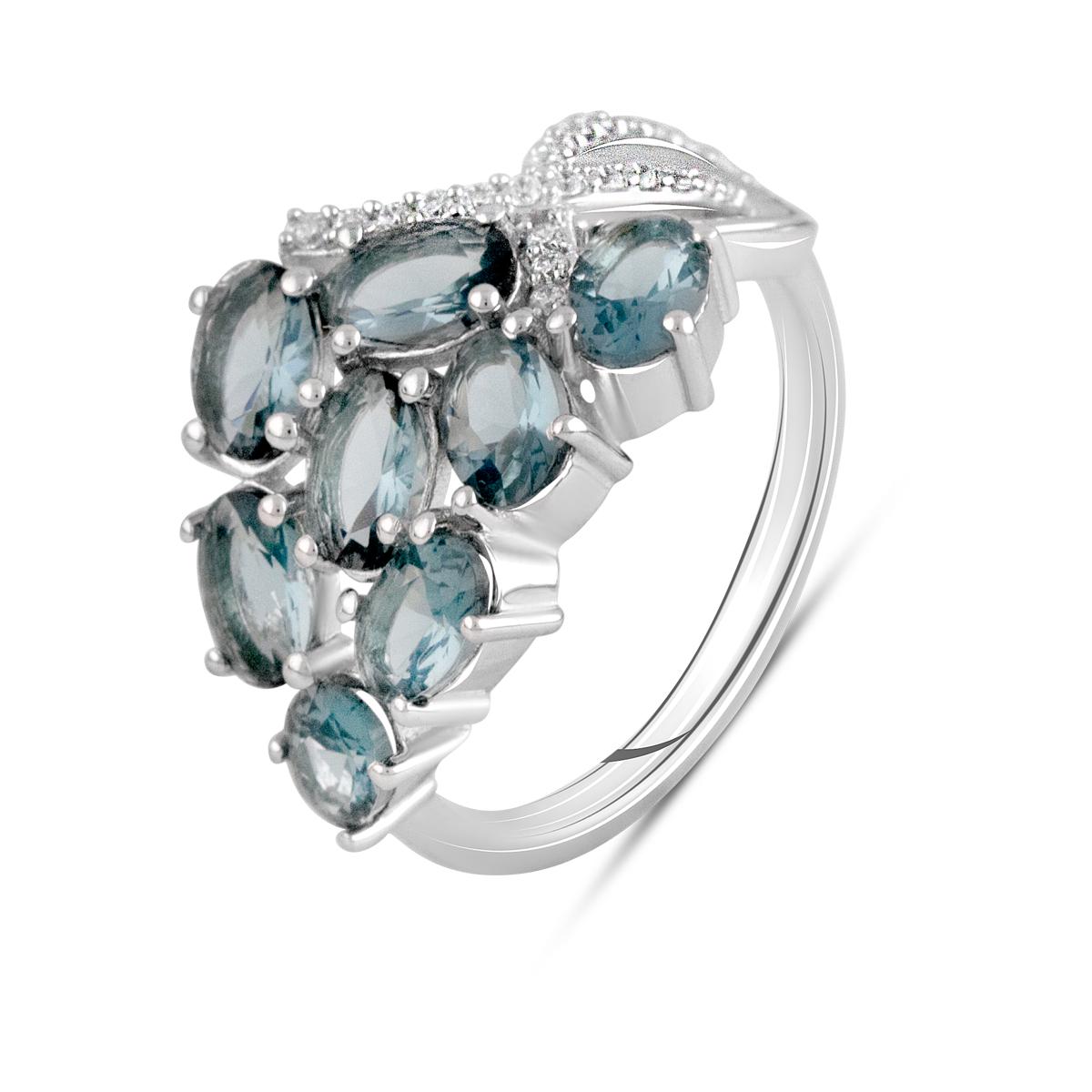 Кольцо серебряное с топазом Лондон Блю 2,696 ct 4,2 г р. 18,5 (2111740)