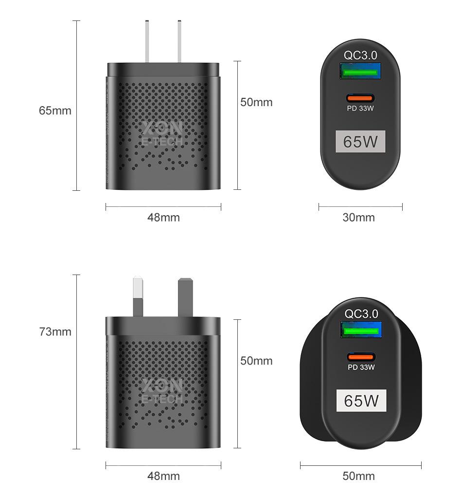 Зарядное устройство XON PowerCharge USB Type-C 65W/PD 33W Черный (PCWB065033A1С1B 6051) - фото 10