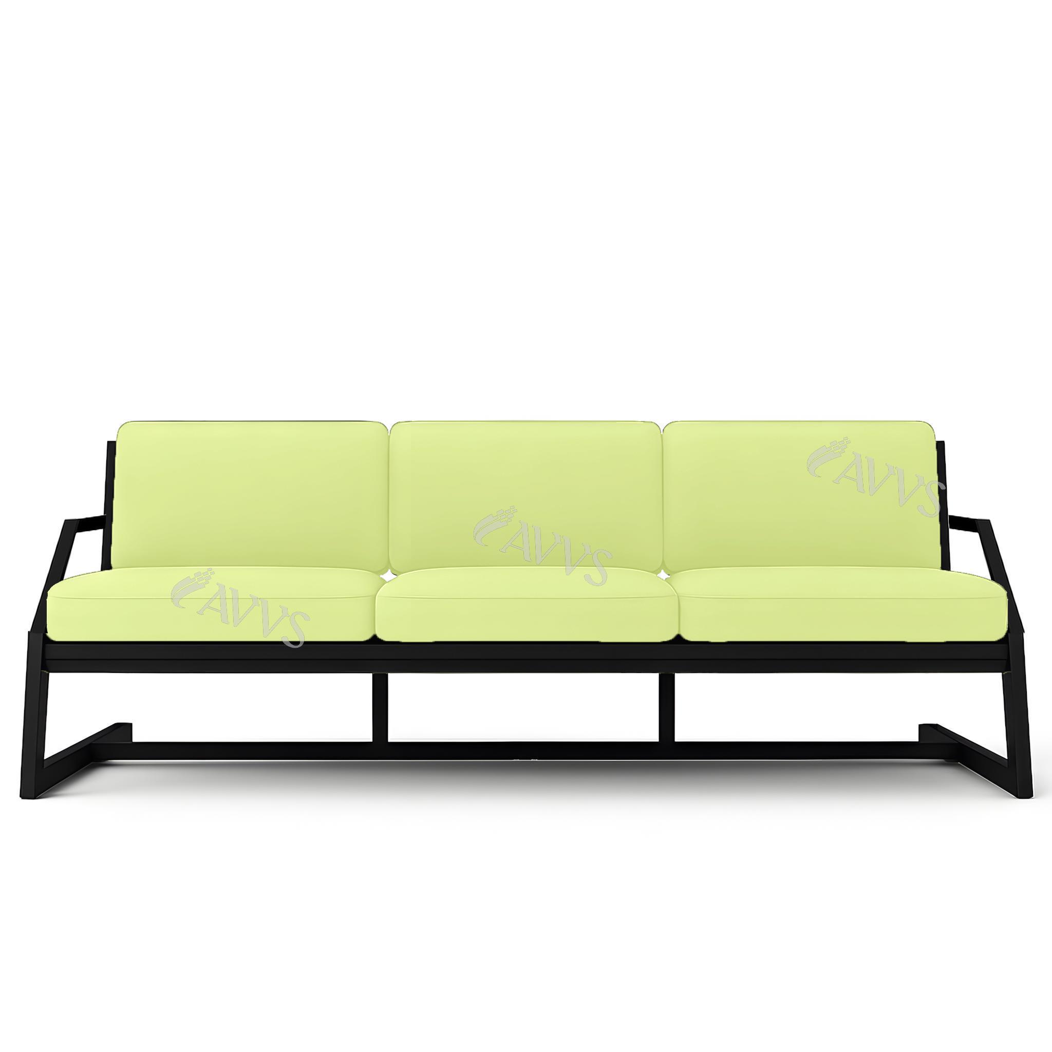 Диван металлический AVVS Атлас с подлокотниками лофт велюр 246 см Салатовый - фото 2