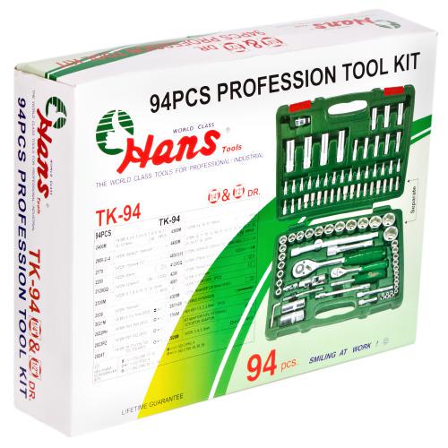 Набор головок торцевых Hans TK-94 1/4" DR 4-14 мм 1/2" DR 10-32 мм 94 пр. (31996) - фото 8