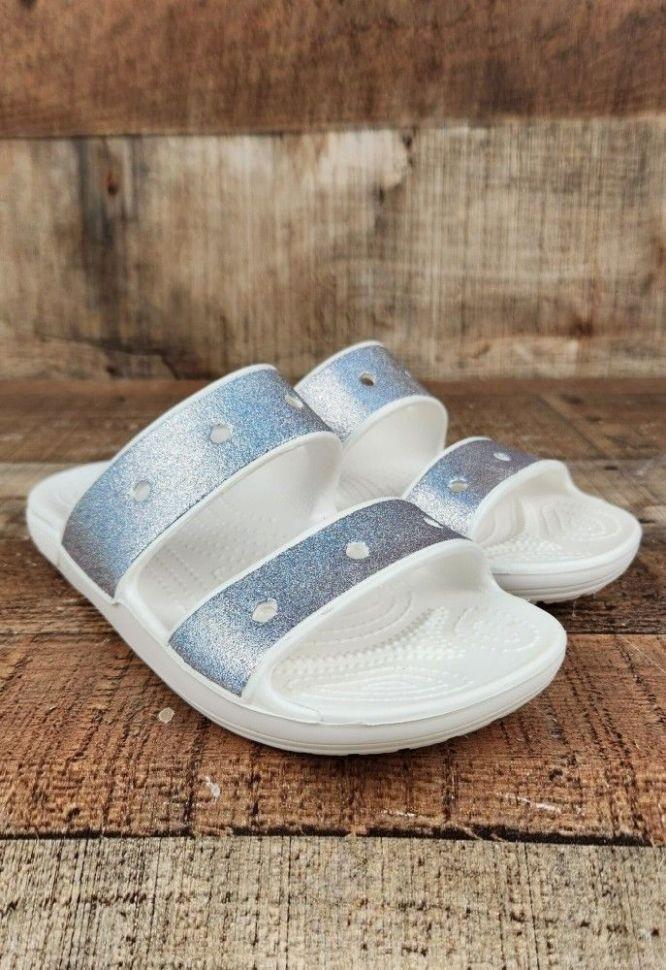 Шльопанці жіночі утеплені Crocs Classic Crocs Glitter Sandal р. 39-40 Білий (14992) - фото 13