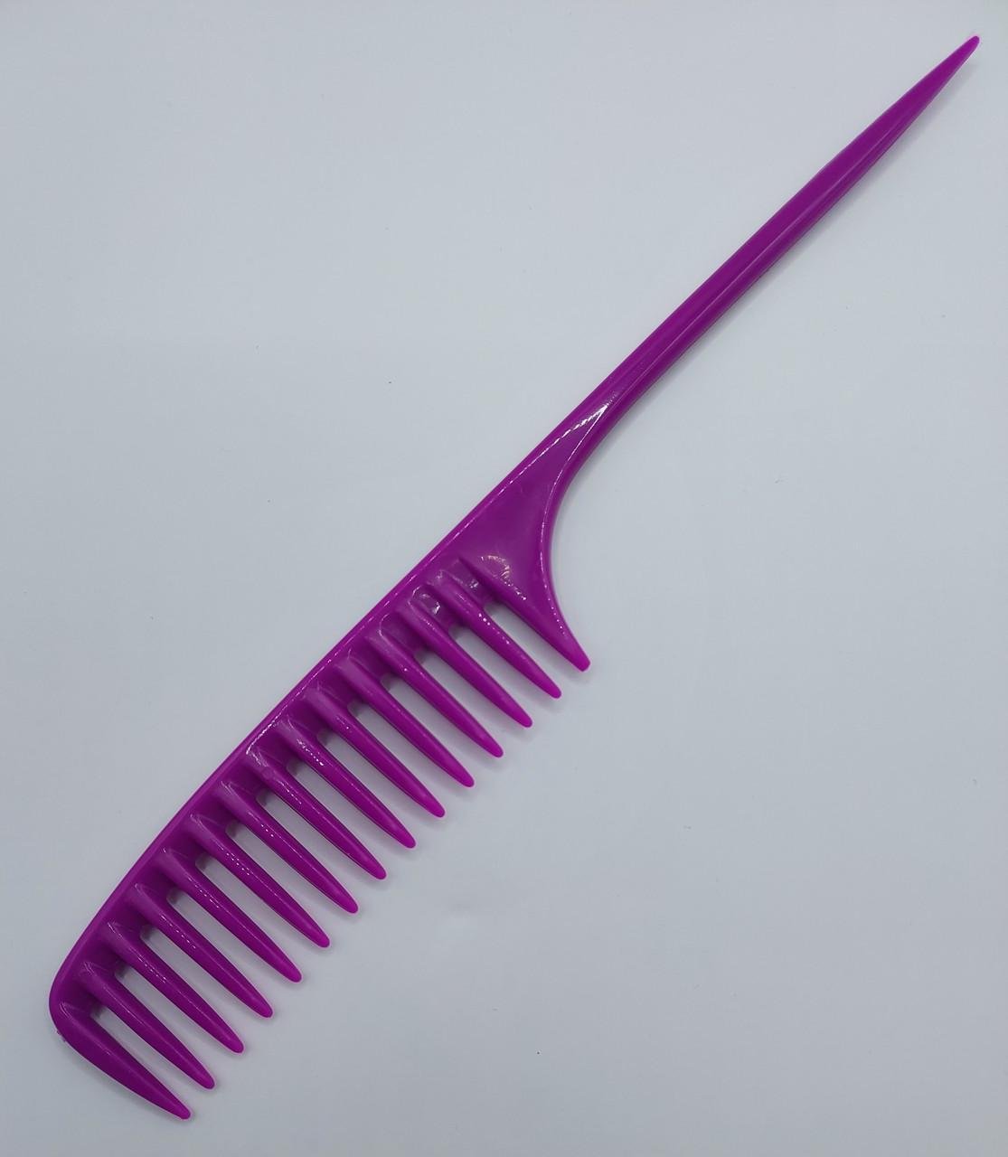 Гребінець перукарський для прочісування фарбованого волосся ДенІС professional з хвостиком Бузковий (1453070590)