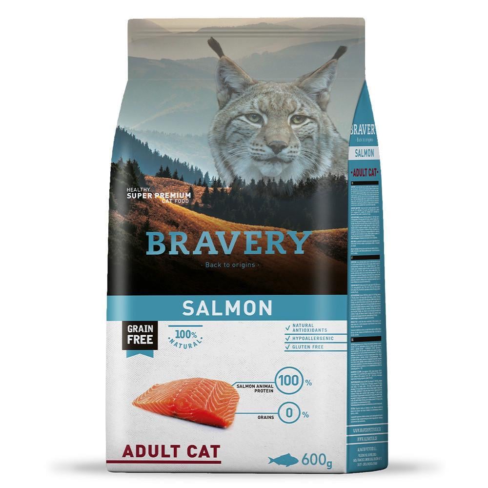 Корм беззерновий для котів Bravery Salmon Cat схильних до алергії з лососем 600 г (2102956306)