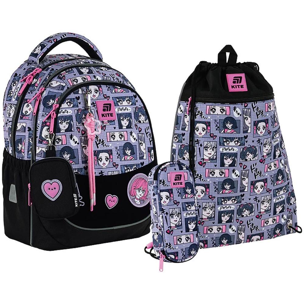 Шкільний набір KITE Anime Girl рюкзак/пенал/сумка для взуття (SET_K25-700M-1)