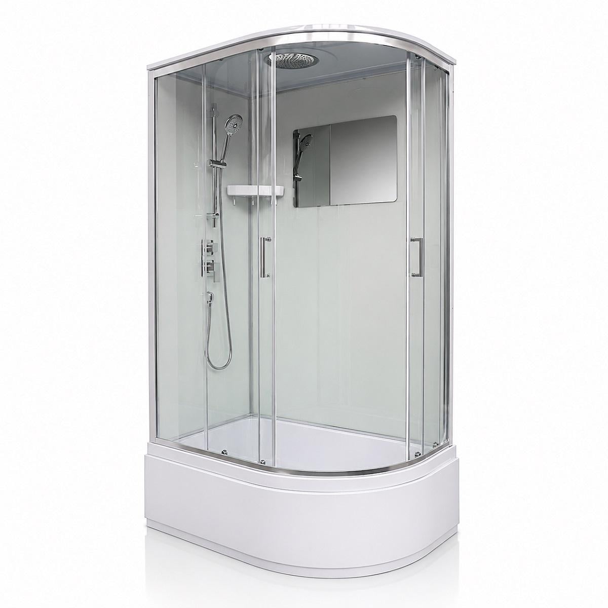Душевой бокс асимметричный VERONIS BV-3-120 L 120x80x220 см с высоким поддоном/крышей и верхним душем/левосторонним (29790)