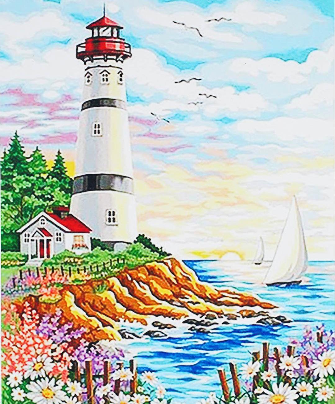 Алмазна мозаїка-картина за номерами TK Group B 76648/30 Білий маяк в коробці 40х50 см (24710432)