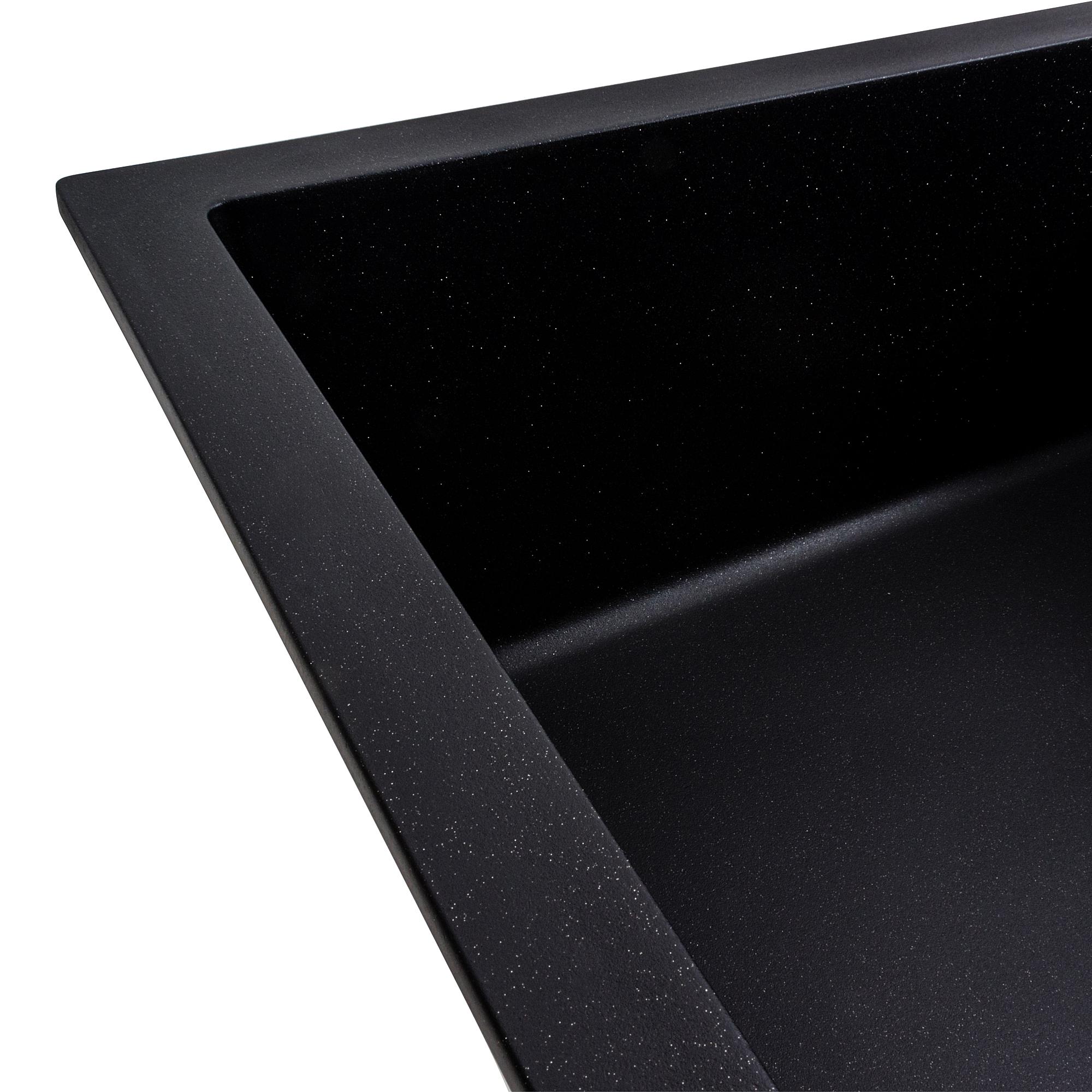 Мийка кухонна Platinum PLS-A42108 гранітна прямокутна 700x500 мм Чорний (25969710) - фото 4