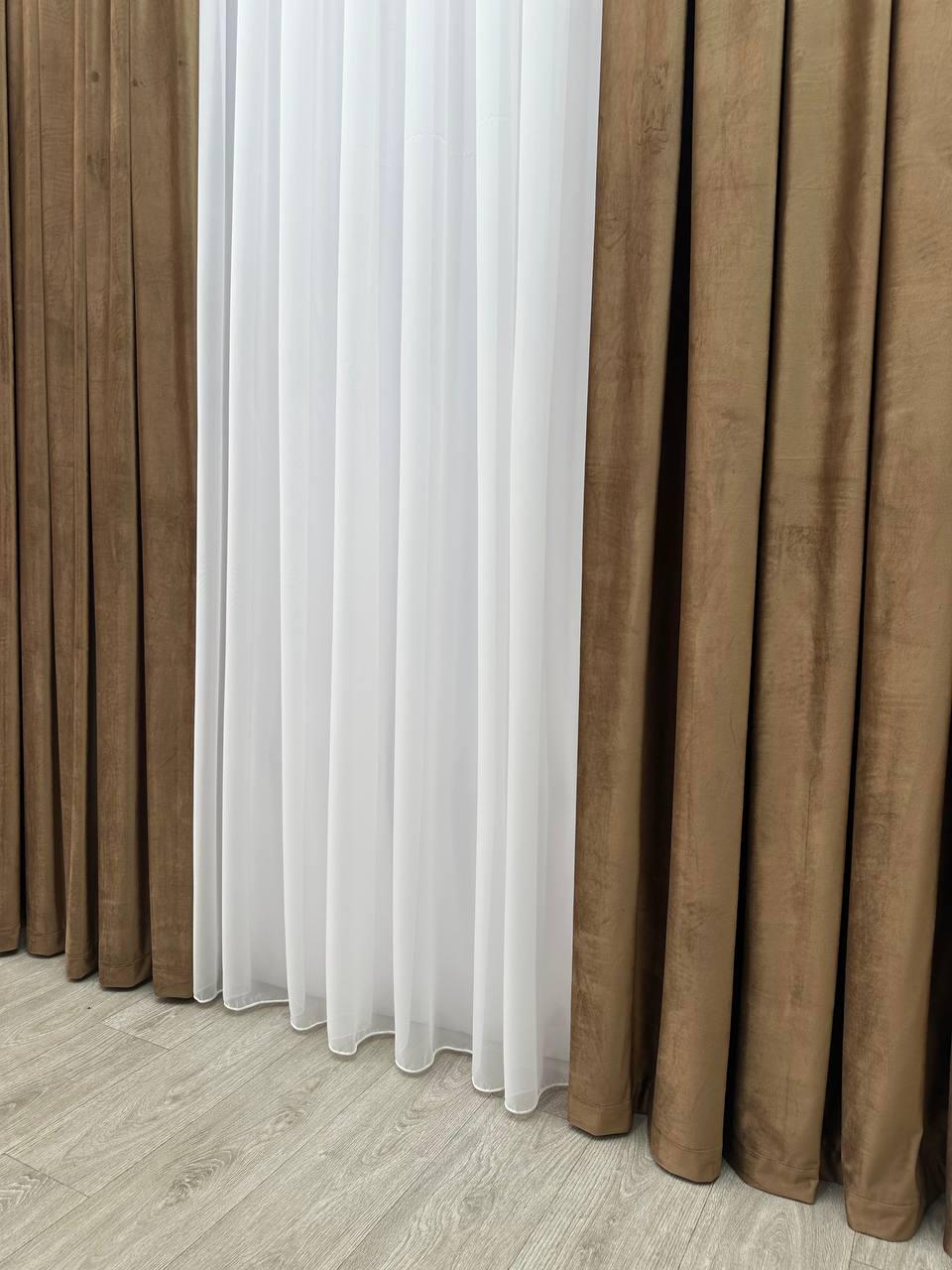 Штора бархатная на тесьме 6 см 300x250 см Светло-коричневый (6319-N16-Т43) - фото 8 Штора бархатная на тесьме 6 см 300x250 см Светло-коричневый (6319-N16-Т43) - фото 8