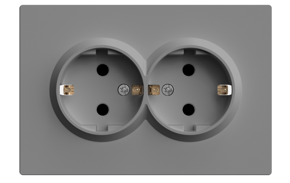Розетка двойная ARDERO Soft с заземлением 16А Серый (ER122-G)