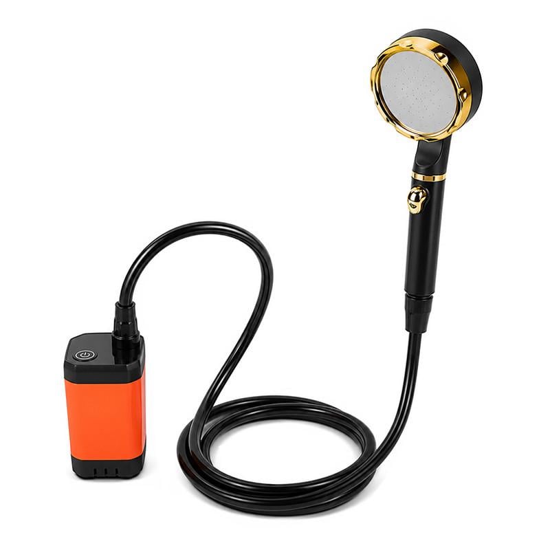 Туристичний душ портативний Lesko акумуляторний з насосом 7800 mAh Orange (36490772)