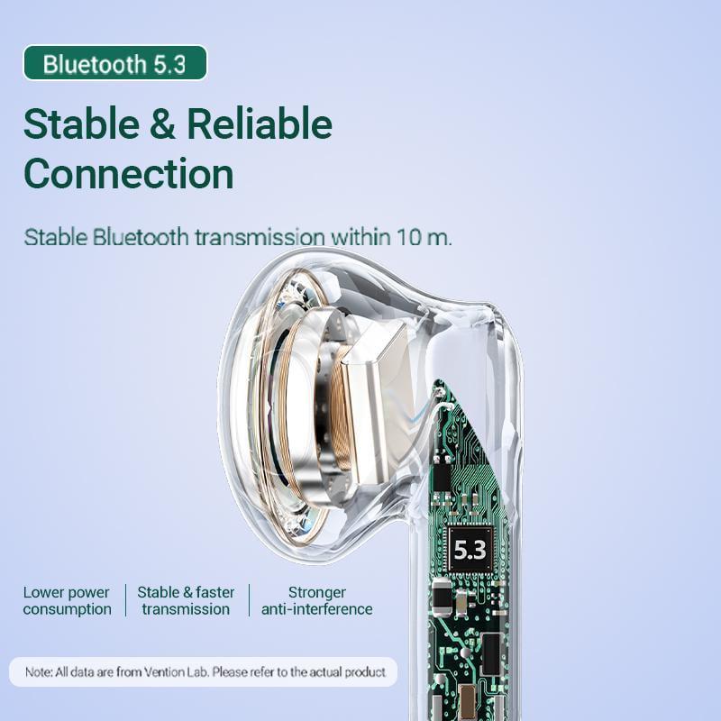 Навушники бездротові Vention Elf E05 Bluetooth 5.3 TWS шумозаглушення 22 год відтверення 13 мм AAC/SBC Hi-Fi Низька затримка Чорний (NBOB0) - фото 7