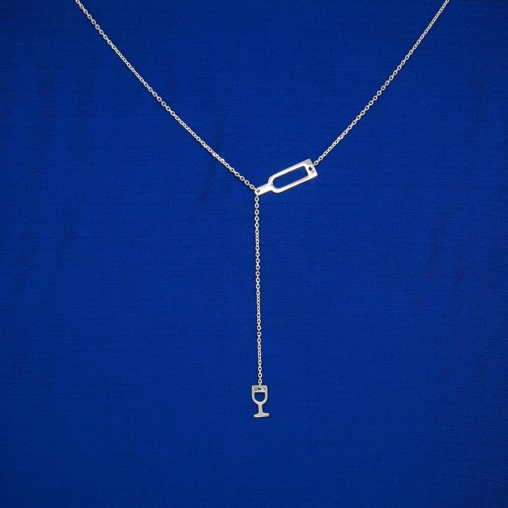 Срібне кольє Пляшка з келихом бармен