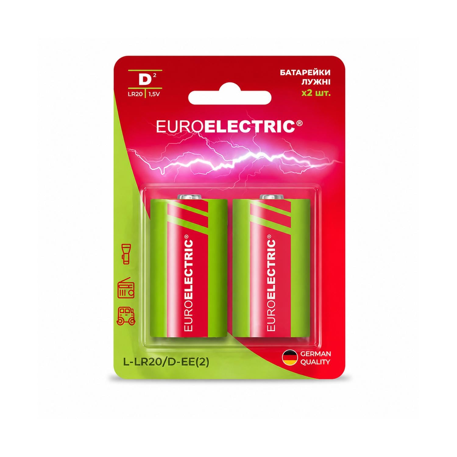 Батарейка EUROELECTRIC щелочная D LR20 1,5V blister 2 шт. (4262380662049)